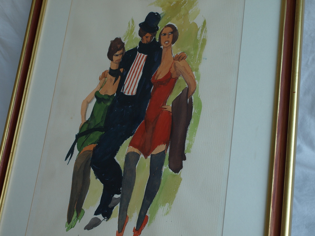 Argentijnse kunstenaar : Gouache , Tango 2 - gesigneerd & ingelijst -74 x 56 cm kopen? Bied vanaf 1!