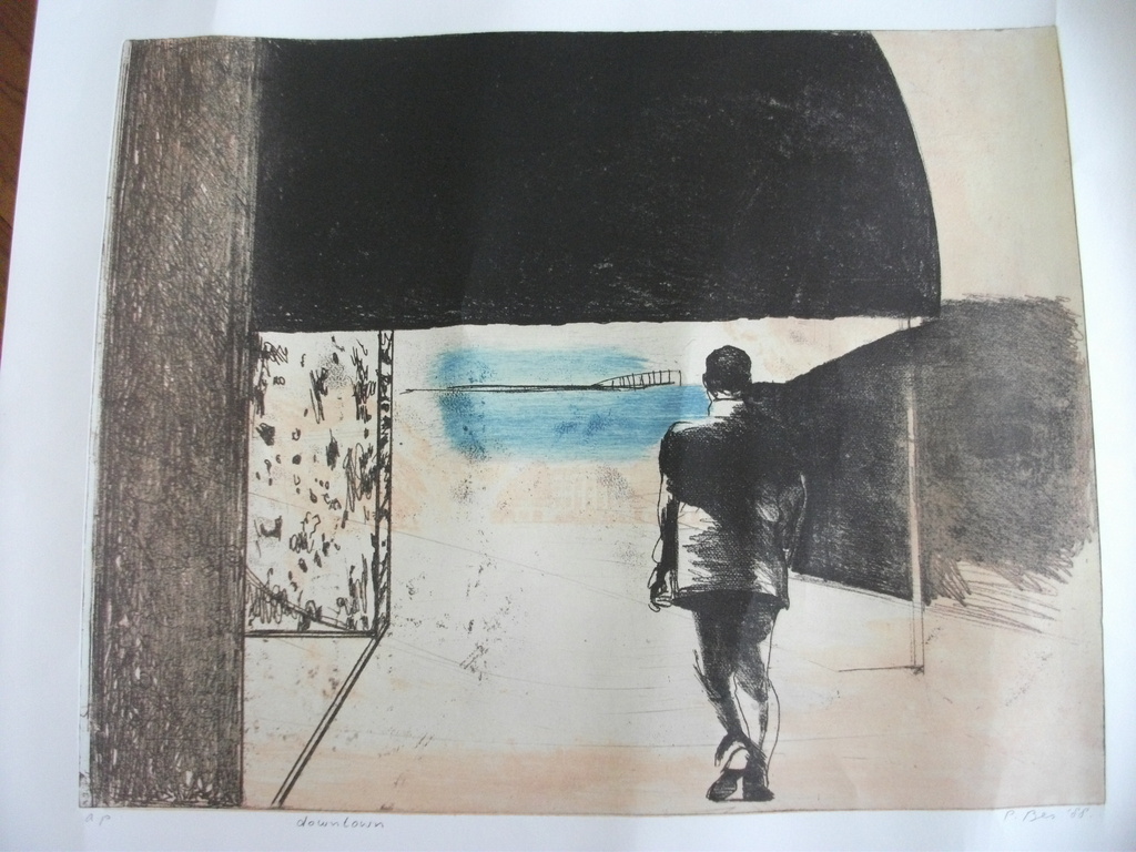 Peter Bes, 7 kleurendruk, Downtown verkocht voor € 70!