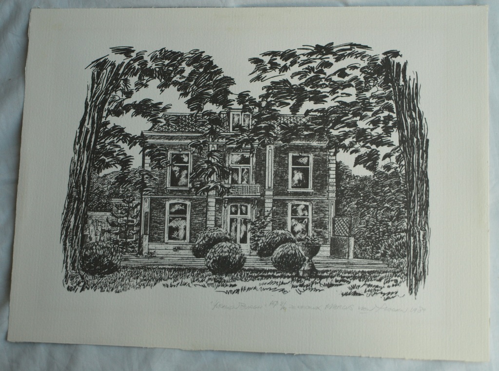 Onbekend : Zeefdruk , Huis Kranenburgh Bergen – gesigneerd – 1984 – oplage 2/10 kopen? Bied vanaf 1!