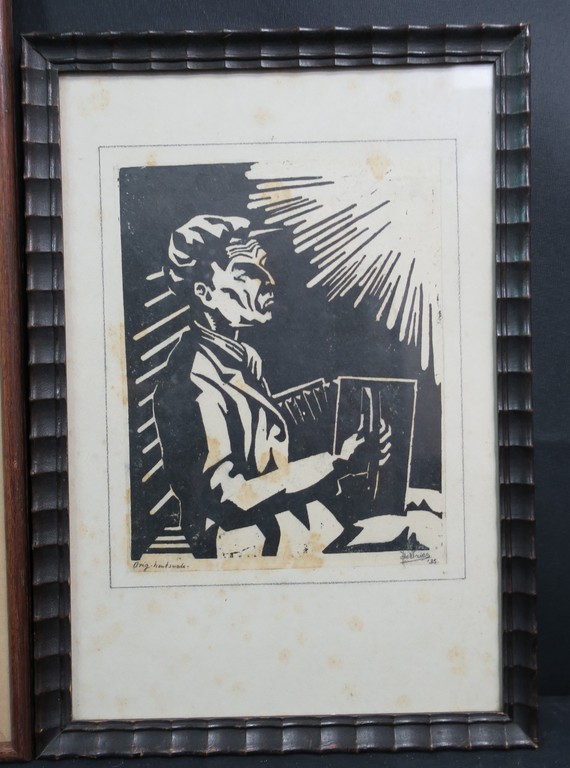 Jan Ph. A. de Vries: Lot van 2 potloodtekeningen + een houtsnede - Ingelijst kopen? Bied vanaf 5!