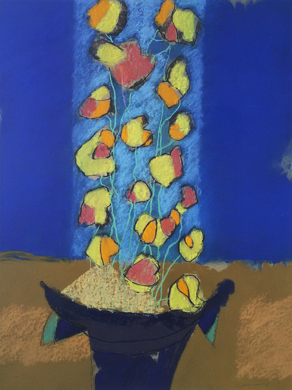 Henk van Vessem - Stilleven, pastelkrijt op papier (mooi ingelijst, groot) verkocht voor € 45!