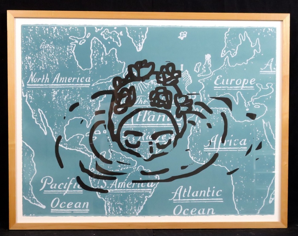 Karin Bos: Zeefdruk, Searchin for Atlantis - Ingelijst verkocht voor € 35!