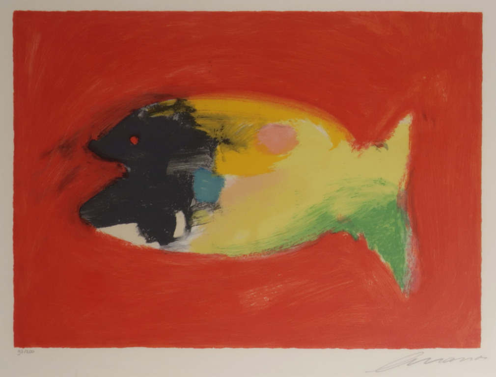 Eugene Brands: Litho, Vis - Ingelijst kopen? Bied vanaf 250!