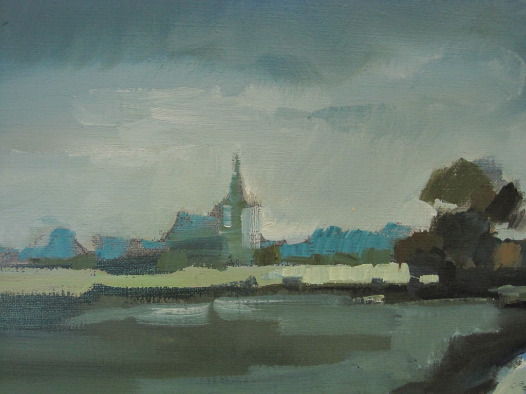 Bob Immink  1930-1989 olieverf "landschap Waterland (NH) " ca 1970 gesigneerd kopen? Bied vanaf 1!