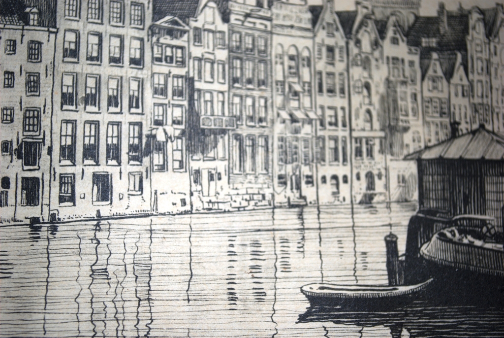 Amsterdam Damrak Beursgebouw -inkttekening -gesigneerd -ingelijst -ca.jaren20 kopen? Bied vanaf 40!