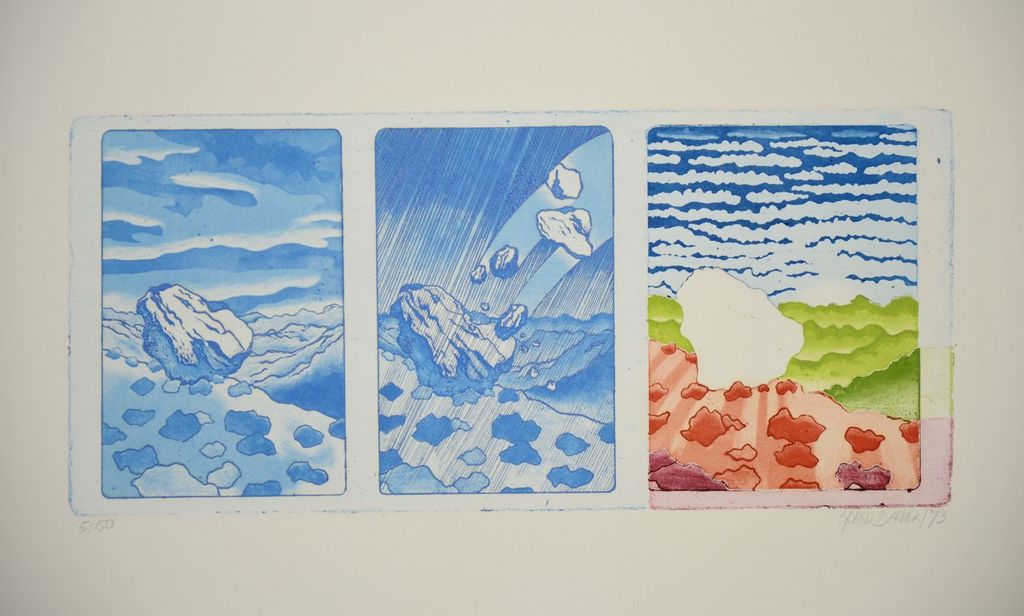 Sjoerd Bakker: Ets/aquatint: Drie vergezichten verkocht voor € 60!