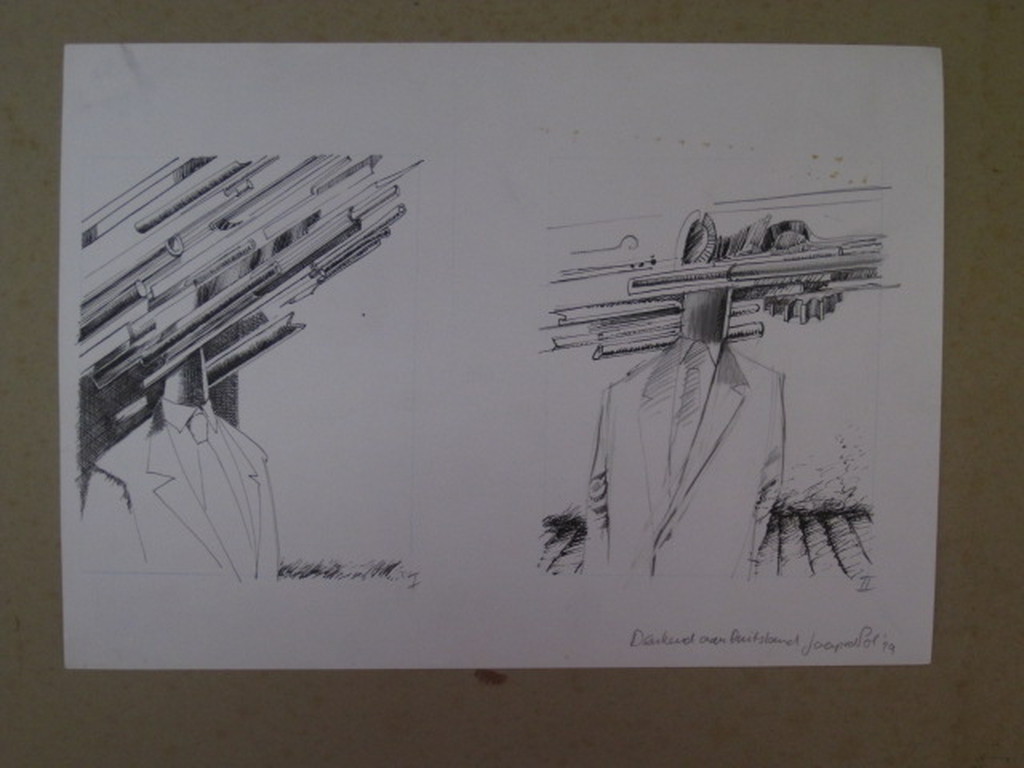 Uitgesproken Inkt tekening van graficus Jaap vd Pol - "denkend aan Duitsland"  kopen? Bied vanaf 1!