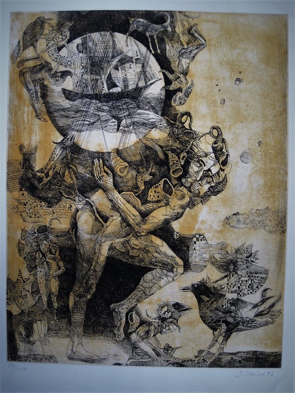 Grafische meester Bulgarije  Stoimen Stoilov (1944-) Litho "Life's struggle" ges kopen? Bied vanaf 1!