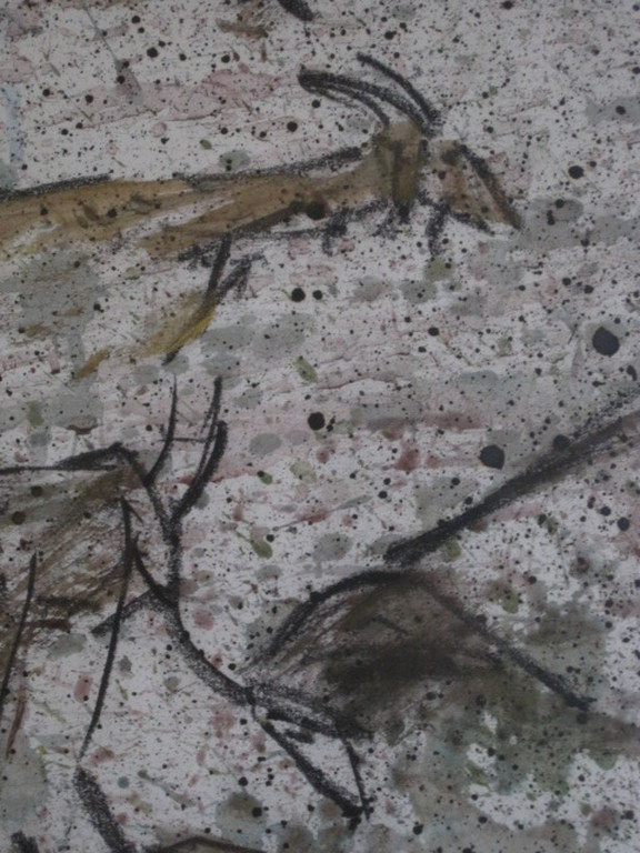 Zeldzaam intuitief werk van Theo Hoogewerf (1944-) Gouache  "Marije's Kudde"  kopen? Bied vanaf 1!