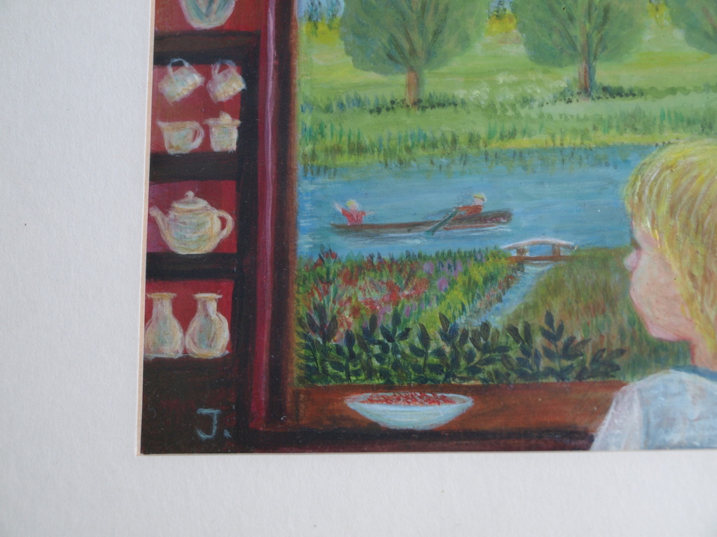 Onbekend, gesigneerd : Gouache, Uit het Raam – ingelijst  kopen? Bied vanaf 1!