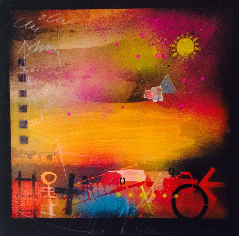 Theo koster, gemengde techniek, sunset boulevard verkocht voor € 120!