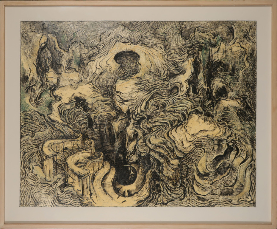 Hans van den Boogaard: Gemengde techniek op papier, Z.T. - Ingelijst (Groot) verkocht voor € 150!