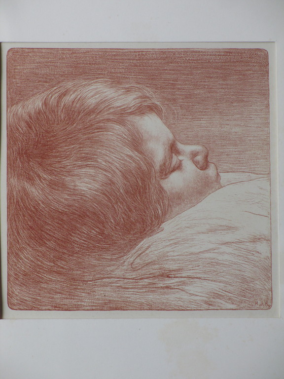 Hendrik Haverman, Slapend kind, Litho in rood kopen? Bied vanaf 30!