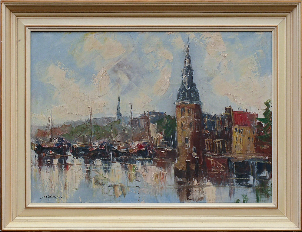 Jan Kelderman: Olieverf, Munttoren te Amsterdam kopen? Bied vanaf 199!