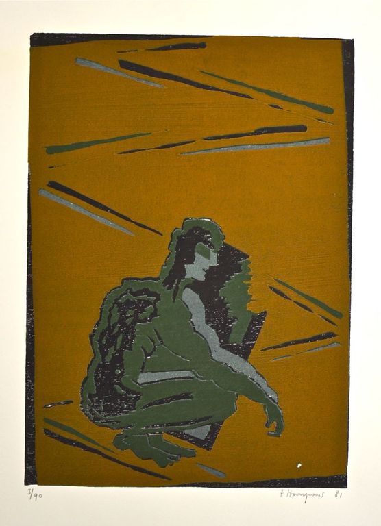 Fons Haagmans: Houtsnede. Man kopen? Bied vanaf 50!