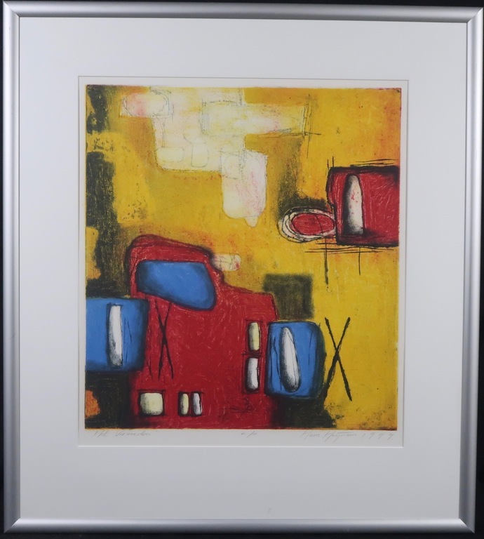 Hans Heijman: Ets, Het Vermoeden - Ingelijst verkocht voor € 40!