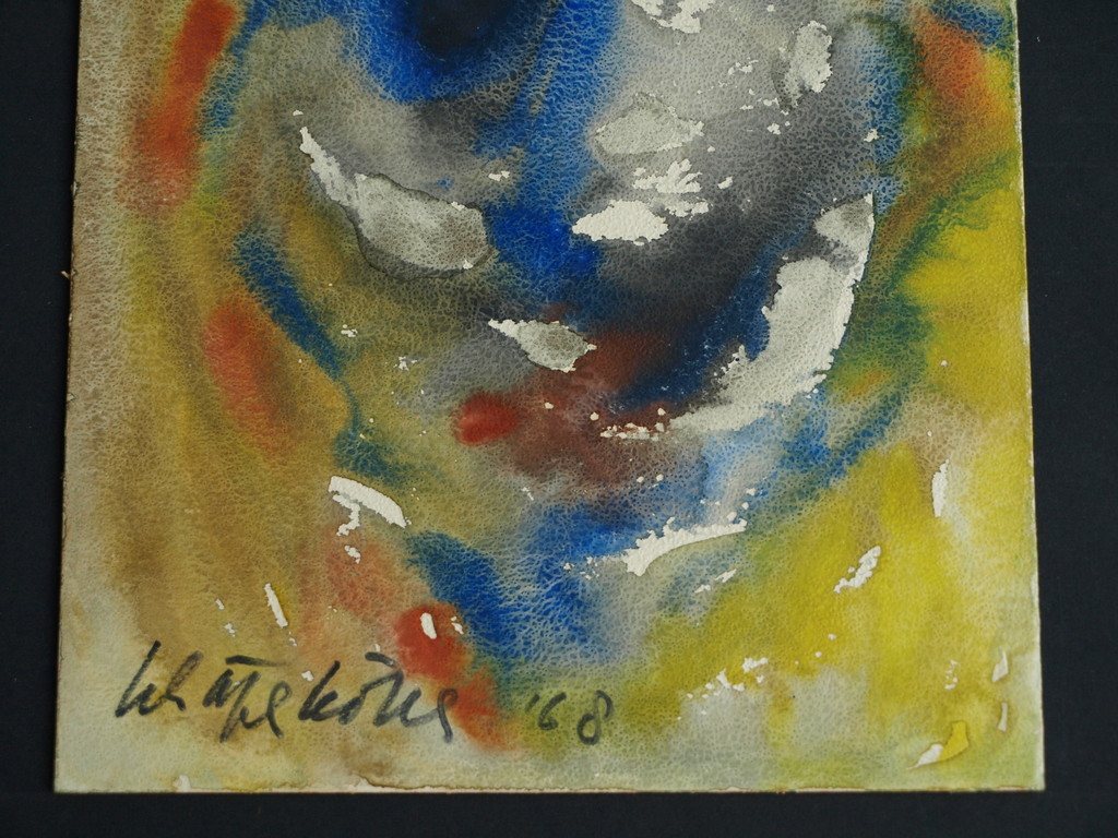 Gerard Schäperkötter : Gouache,  Compositie - gesigneerd & ingelijst – 1968 kopen? Bied vanaf 50!