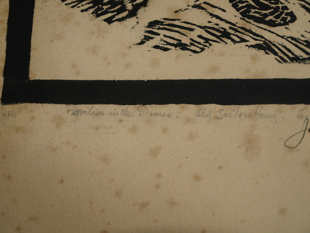 Joseph Raphael : Houtsnede, Old Sailors at the Pavilion in the Dunes – 1927 kopen? Bied vanaf 1!