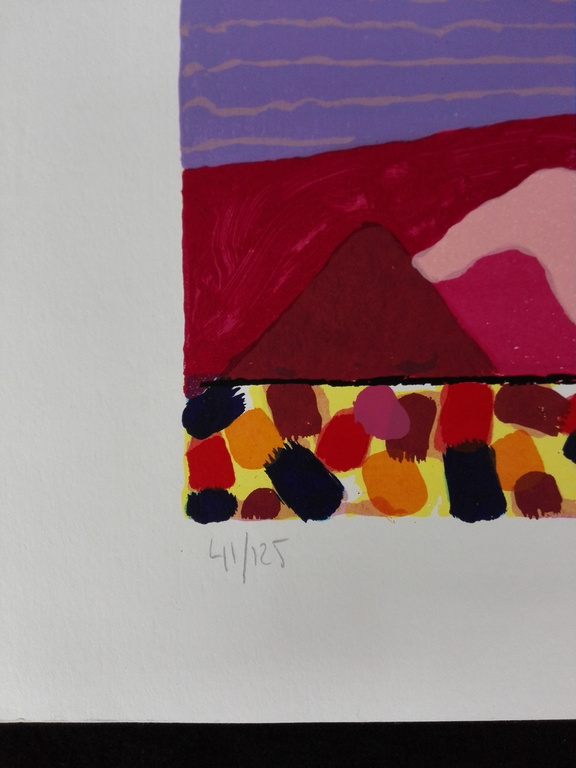 Ronald Boonacker, zeefdruk op papier, Titel: Bonaire kopen? Bied vanaf 50!