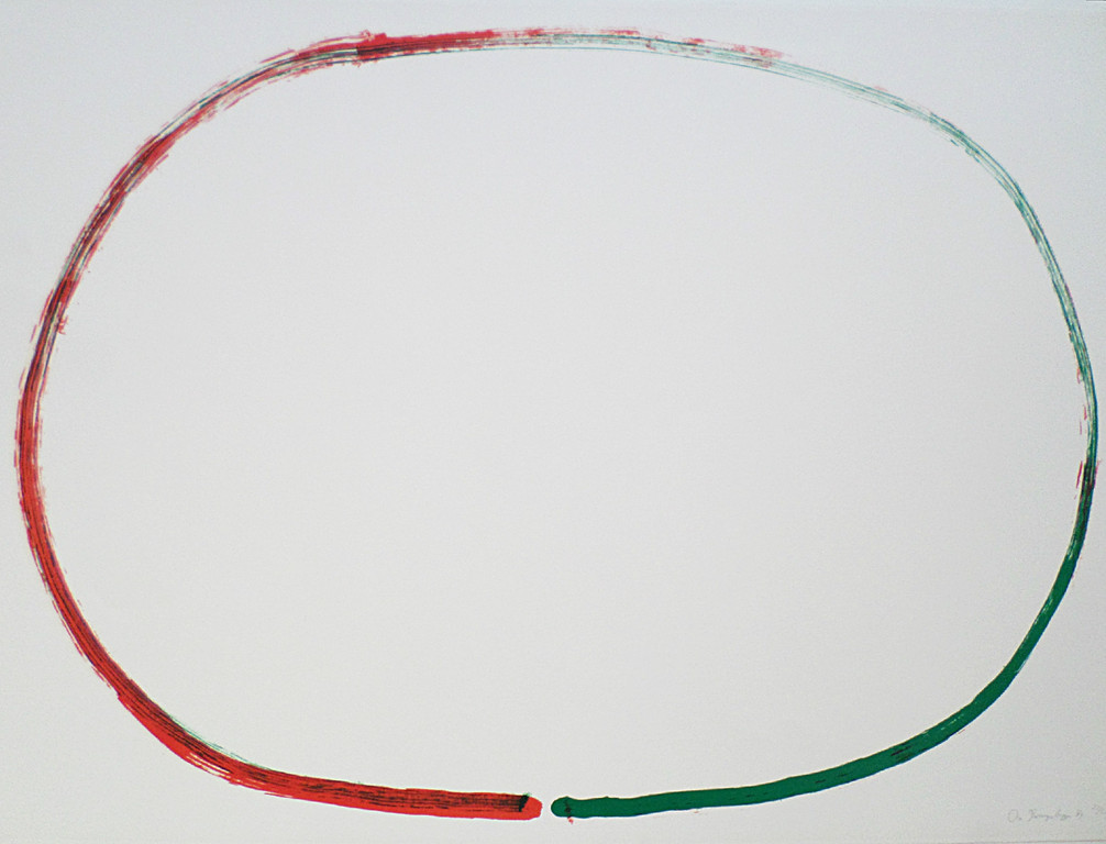 Rob van Koningsbruggen - Ovaal groen/rood, litho (groot, zonder toeslag!) verkocht voor € 75!