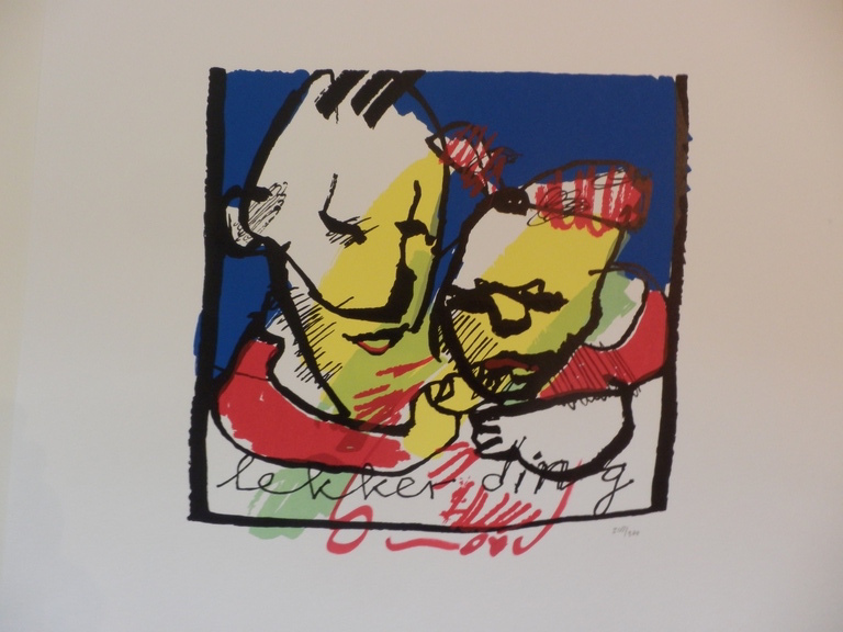 HERMAN BROOD, Gelimiteerde en HANDGESIGNEERDE Grote Zeefdruk 'LEKKER DING' verkocht voor € 95!