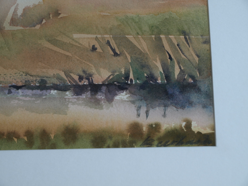 Frederik Beerbaum : Aquarel – Landschap I – gesigneerd & ingelijst – ca 1975  kopen? Bied vanaf 75!