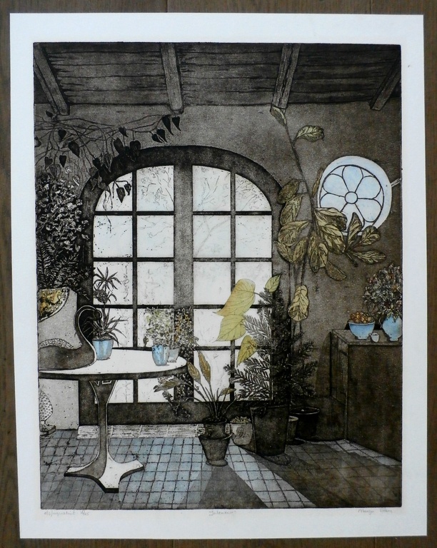 Margot Ellen Oosterhof - Ets/aquatint: Interieur kopen? Bied vanaf 55!