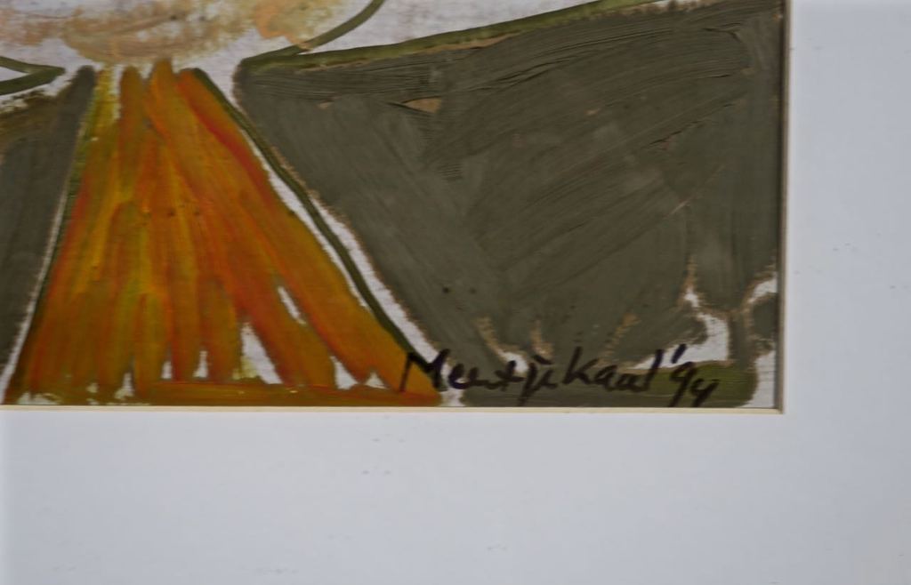 Meertje Kaal: Acryl, olieverf en stift op papier, De dirigent - Ingelijst kopen? Bied vanaf 1!