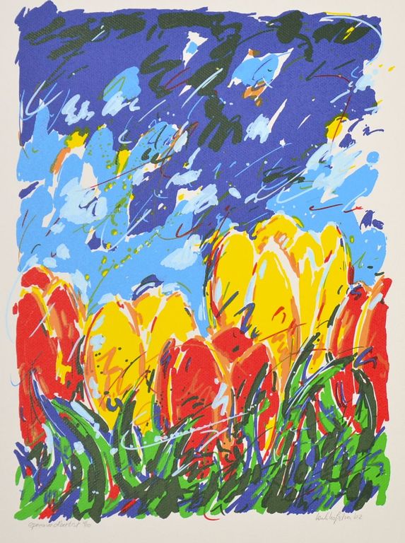 Henk Hofstra: Giclee-print. Tulpen kopen? Bied vanaf 20!