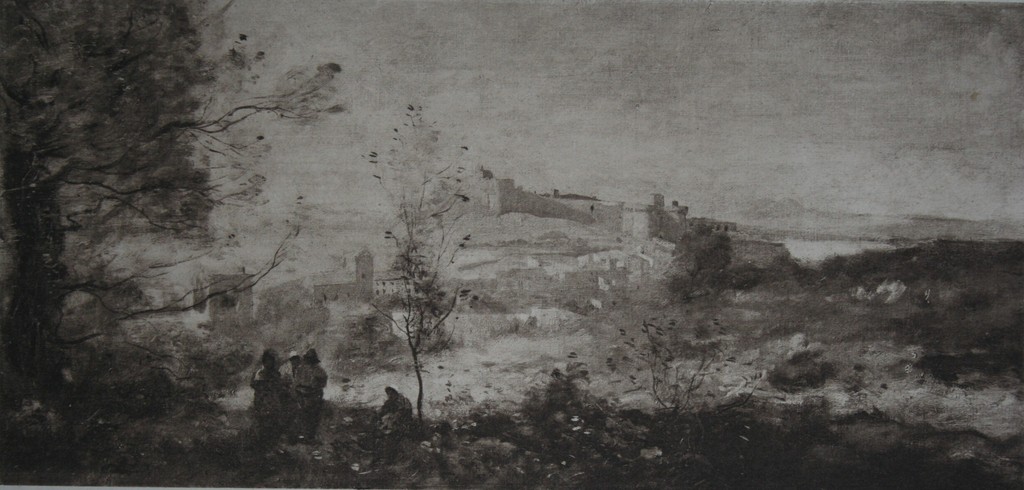 Kunstenaar onbekend - gravure - J.B.C. Corot gezicht op Avignon - 1895 kopen? Bied vanaf 1!