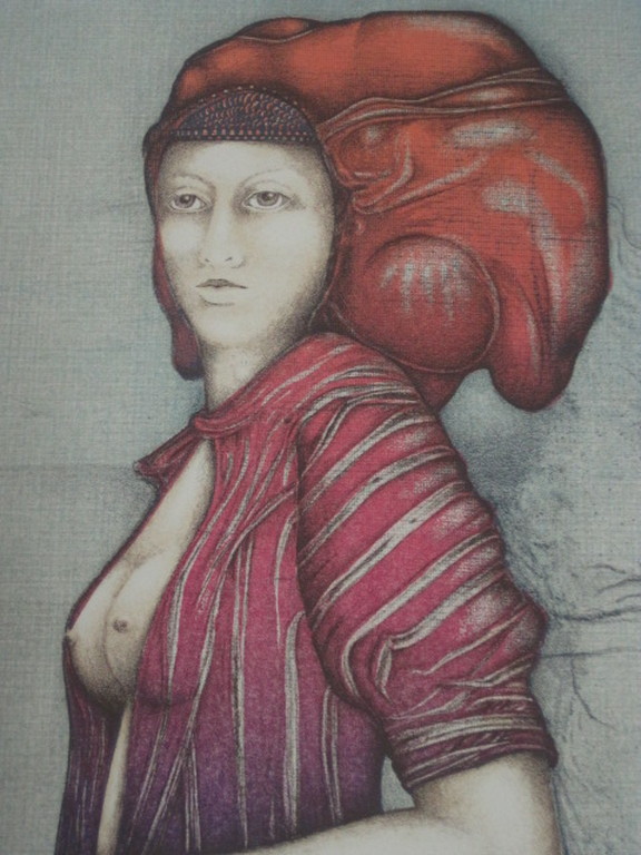 Bijzondere surreal.Litho kleine oplage van Georg Hadeler (1939-) "Droomvrouw"  kopen? Bied vanaf 1!