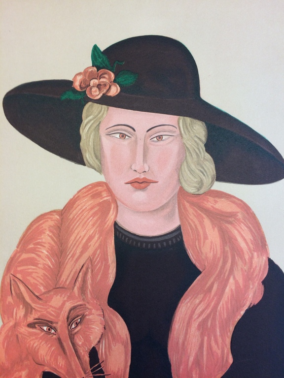 Benjamin Levy, Lady with the fox, litho oplage AP handgesigneerd kopen? Bied vanaf 150!