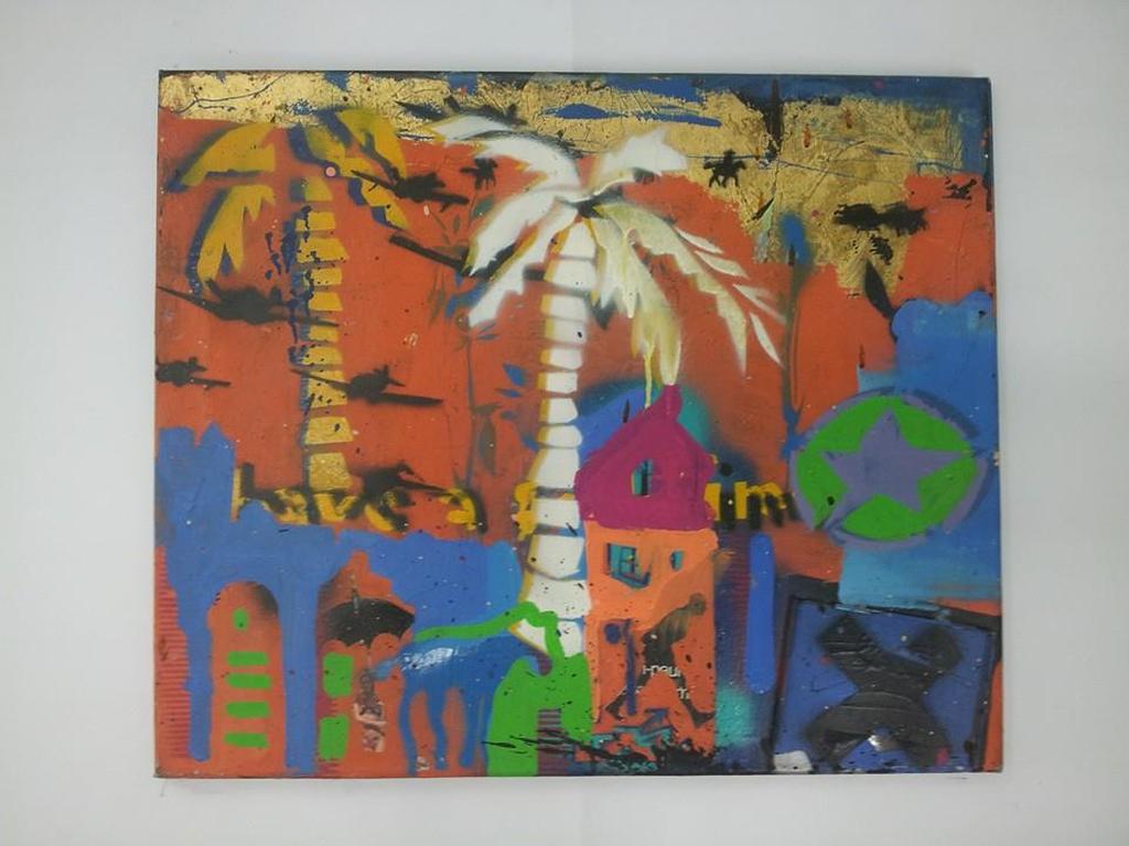 Espen Greger Hagen (Trondheim 1964-Amsterdam 2008) - My Planet '' Acryl op board - Gedateerd 1995 verkocht voor € 100!