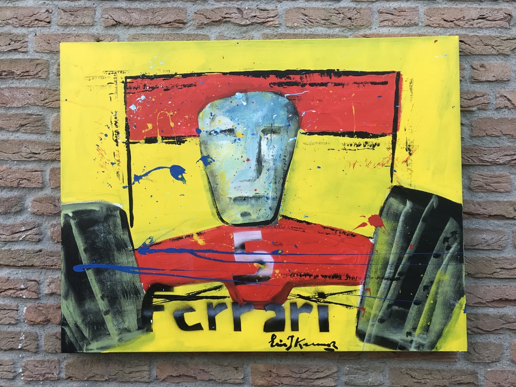 ERIK JAN KREMER  MAX VERSTAPPEN-Ferrari- acryl op 3 D doek-gesigneerd. verkocht voor € 149!