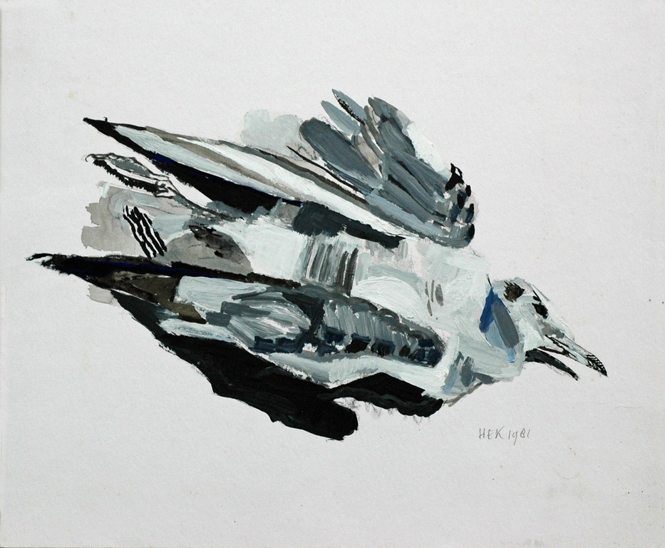 Hans Ebeling Koning, acrylverf op papier, Meeuw kopen? Bied vanaf 50!