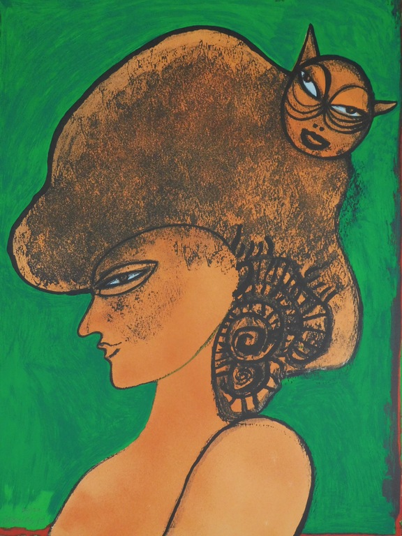 Guillaume Corneille - kleurenlitho - La Reine du Monde: le Chat orange kopen? Bied vanaf 175!