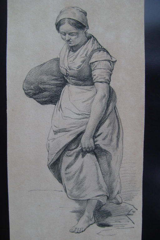 Bruno van Straaten, tekening, zw. wasvrouw kopen? Bied vanaf 50!