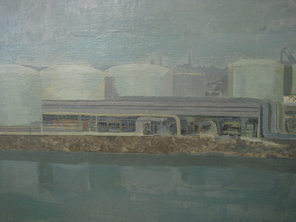 imposant olieverf/doek "Haven Goteborg Vopak opslagtanks" W vd Berg 1980 kopen? Bied vanaf 1!