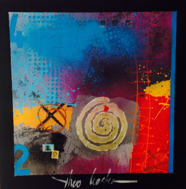 Theo koster, gemengde techniek, spin me around verkocht voor € 65!