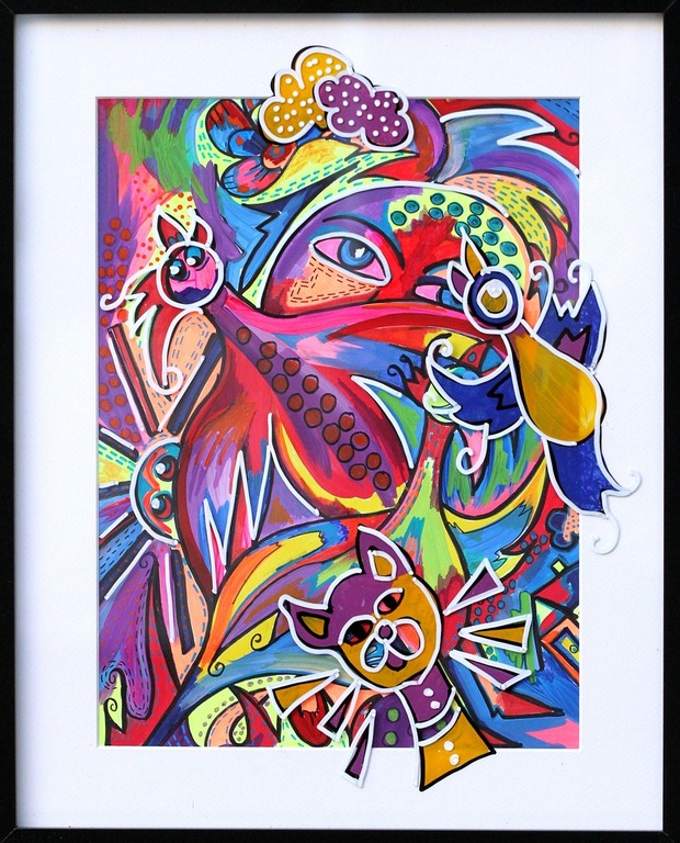 Zippora Meijer  Acryl en Posca ook op de glasplaat. verkocht voor € 75!