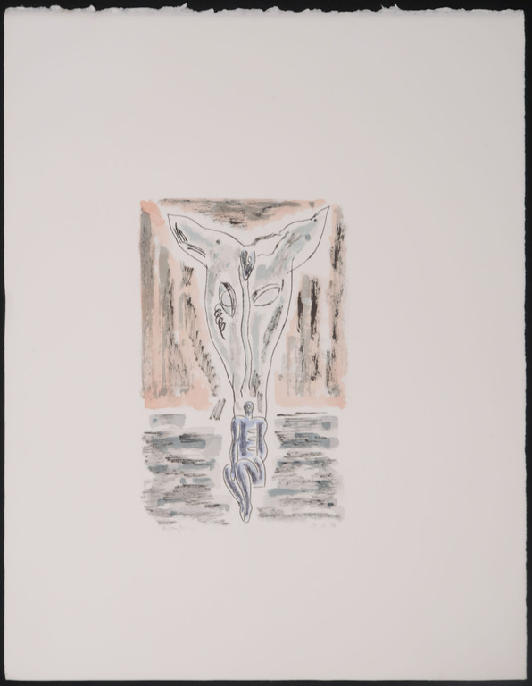 Arie van Geest: Aquarel en Pen, Z.T. Dierenkop en figuur kopen? Bied vanaf 40!