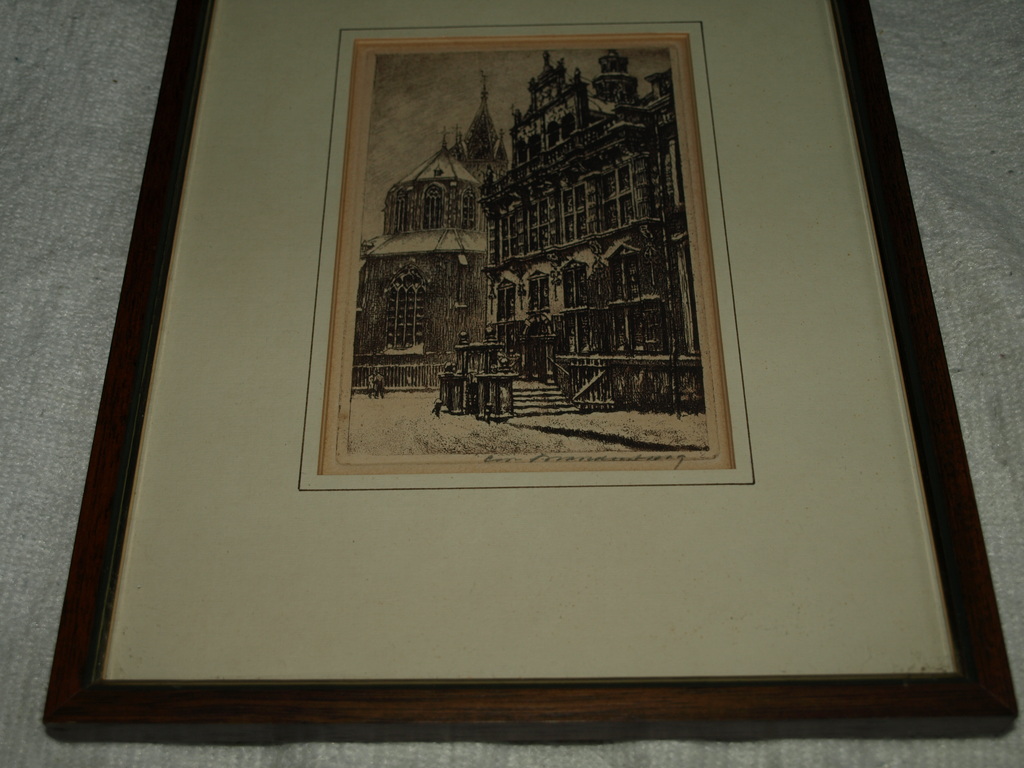 Cornelis Brandenburg: Ets, Stadsgezicht in de winter – Gesigneerd en ingelijst  kopen? Bied vanaf 1!