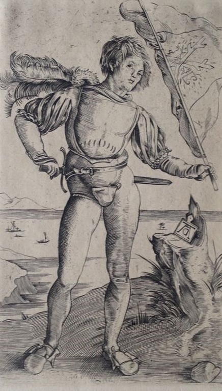 Laatste keer: Albrecht Dürer - Jongeman met vaandel - ets kopen? Bied vanaf 275!