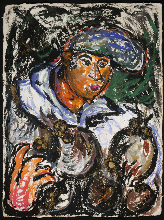 Horacio Cordero: Gouache en Assemblage van munten op geschept papier, Z.T. kopen? Bied vanaf 70!