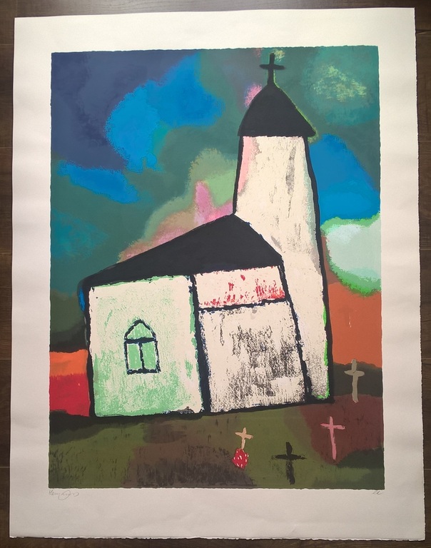 Toon Hermans - gesigneerde zeefdruk - Kerkje  kopen? Bied vanaf 300!