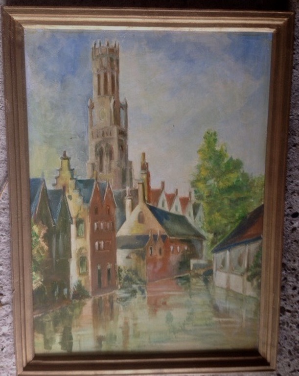 Schilderij van Onze Lieve Vrouwekerk Brugge - kunstenaar onbekend. kopen? Bied vanaf 1!