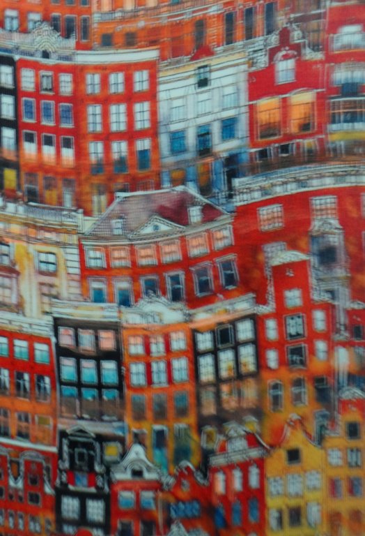 Elena Polyakova:  vrolijk Amsterdam, Gemengde techniek x 2werken kopen? Bied vanaf 125!