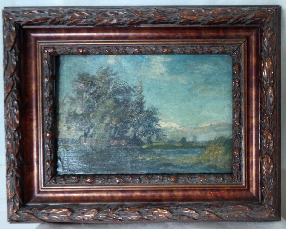 Jan Knikker sr (1889-1957): Zomers landschap - olieverf op doek verkocht voor € 75!