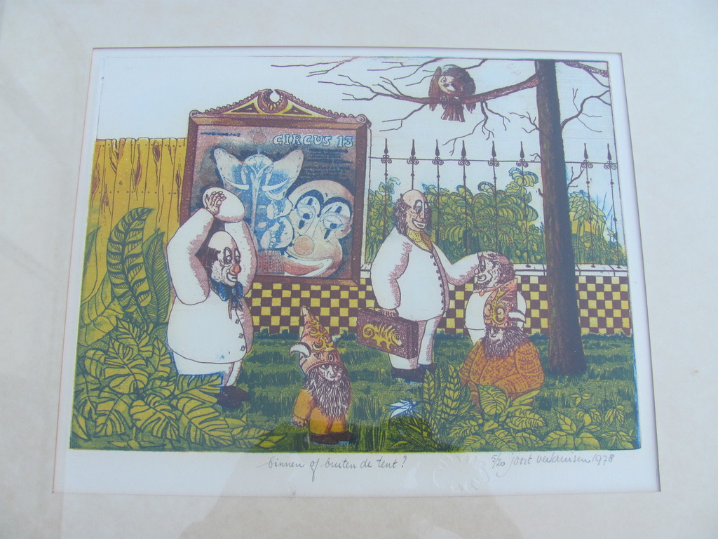 Circus, zeefdruk uit 1978 (binnen of buiten de tent?) kopen? Bied vanaf 1!