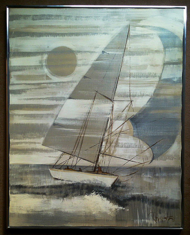 Laatste keer: Zeilschip op zee, acrylverf op doek (ingelijst, zeer groot) kopen? Bied vanaf 1!